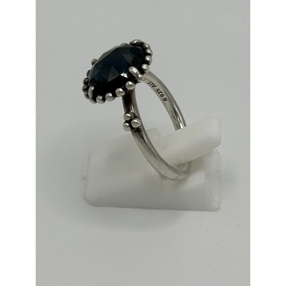 Vintage Sterling Pandora Ring with Blue Stone Size 6 - Picture 6 of 12
